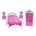 Baoblaze Ensemble de Meubles de Chambre,6pcs Lit Armoire Lampe Oreiller Drap de Lit pour Poupée