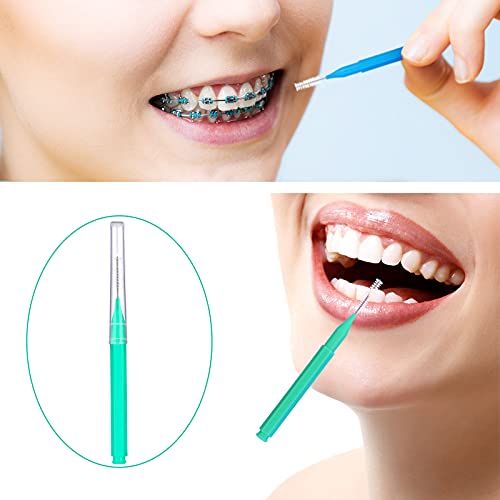 Image of Patelai 50 Pcs Interdental Brushes Braces,Green, Blue, Pink, Orange