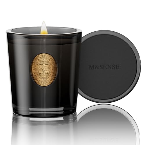 M&SENSE Natural Soy Candle | Oud Wood & Black | 9.2 oz, 50H Burn Time | Luxury Scented Candle for Relaxation, Gifting, Home Décor | Ideal for Bedroom, Office, Party Ambiance