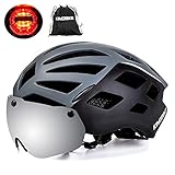 KINGBIKE Bike Helmet Bicycle Helmets Cycling for Adults Men Women Youth Detachable Magnetic Visor Shield Goggles UV4000 Protection LED Rear Light MTB Road Commute Street Specialized (Grey)