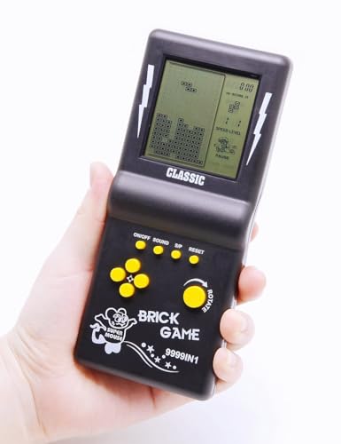 CZT Spielkonsole aus Ziegelstein, großes Display, nostalgisches Puzzle, klassisch, integriert, 23 Spiele, Geschwindigkeit / Schwierigkeitsgrad verstellbar, Stromversorgung über 2 AA-Batterien (Nicht