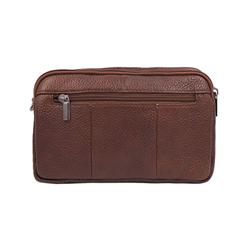 Vidlea Mens Handbag Cowhide Leather Crossbody Shoulder Messenger Bag Organizer Checkbook Wallet Purse (S Tan)