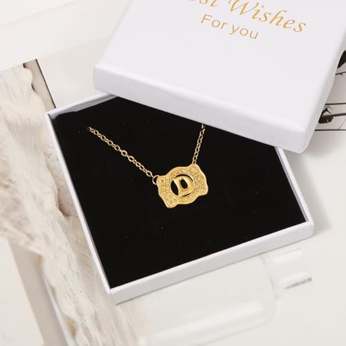 14K Gold Belt Buckle Necklace Western Style Initial Letter Pendant Necklace, Decorative Belt Buckle Frame Design