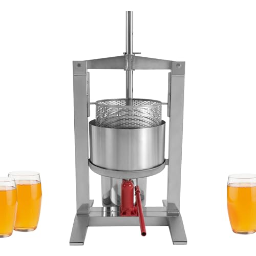 ARPITUYN Fruit Wine Press, Manual Stainless Steel Hydraulic Jack Juicer with Bucket, 20 L/5.28Gal Manual Juice Maker, Heavy Duty Nature Juice Making Press for Berries, Grapes and Oranges