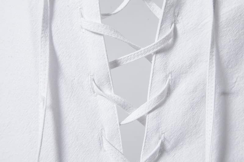 Men's Long Sleeve Shirts Retro Style Lace up for Medieval,Viking,Hippie Halloween Cosplay Pirate Renaissance Costume - Image 8