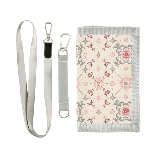 ALAZA Kids Wallets for Boys Girls Toddler Trifold Wallet Children Small Off-white Floral with Zipper Coin Pocket