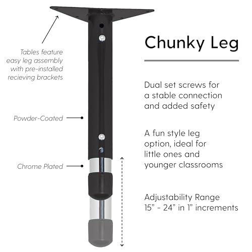 Image of FDP Dry-Erase Half Moon Activity School and Classroom Kids Table (36 x 72 inch), Chunky Toddler Legs for Collaborative Spaces, Adjustable Height 15-24 inches - Whiteboard Top and Black Edge