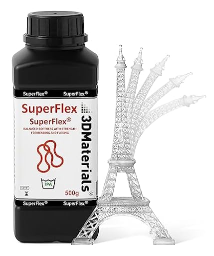 Superflex Resina para Impresora 3D, suavidad 80 A Que simula Caucho Flexible, Fabricada en Corea por 3DMaterials (500g, Transparente) | Ya disponible en tu tienda friki favorita! En mundofriki.es!