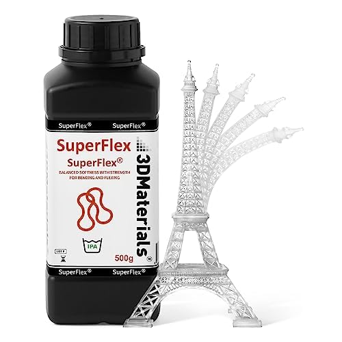 Superflex RÃ©sine d'imprimante 3D, Douceur 80A simulant du Caoutchouc Flexible, FabriquÃ©e en CorÃ©e par 3DMaterials (500g, Transparent)