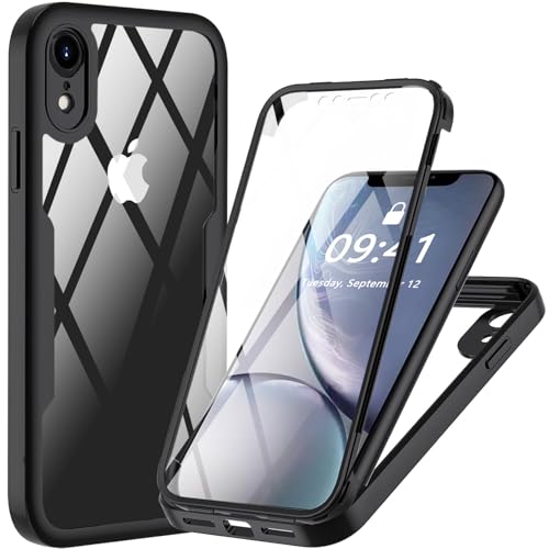 Pemuyak Hülle für iPhone XR Hülle 6 1 Zoll mit Eingebautem Schutzfolie 360 Grad Stoßfest Anti-Kratzer Displayschutz Ganzkörper Robuste Handyhülle Case Schutzhülle für iPhone XR (Schwarz)