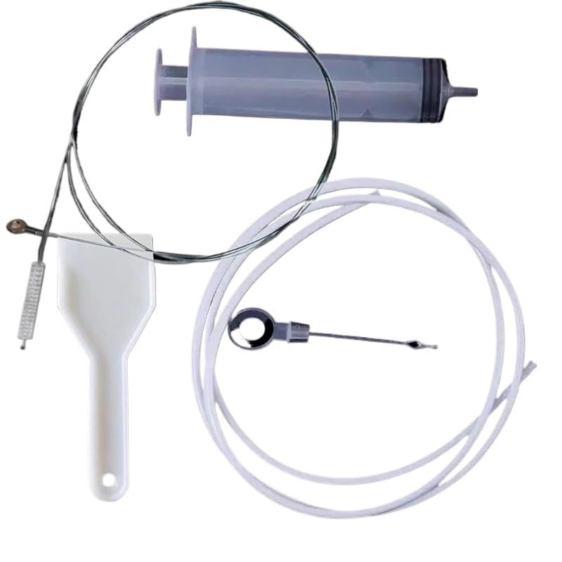 Kit de drenaje para refrigerador, 5 piezas: cepillo limpiador, varilla antiobstrucción y jeringa de succión con manguera para mantenimiento higiénico del frigorífico miniatura 1