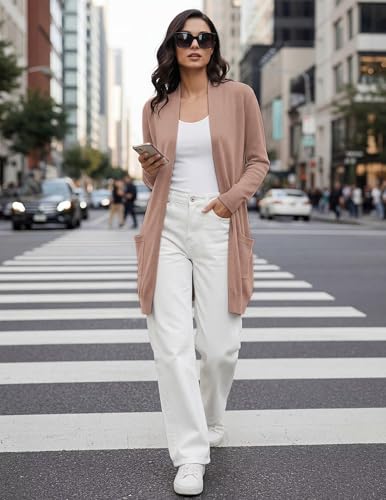 Image of GRACE KARIN Long Cardigan for Women Lightweight Open Front with Pockets | Oversized Cardigan Sweaters for Women, Soft Knit, Casual Fall Clothes, Layering Piece for Fall, Winter & Office Wear