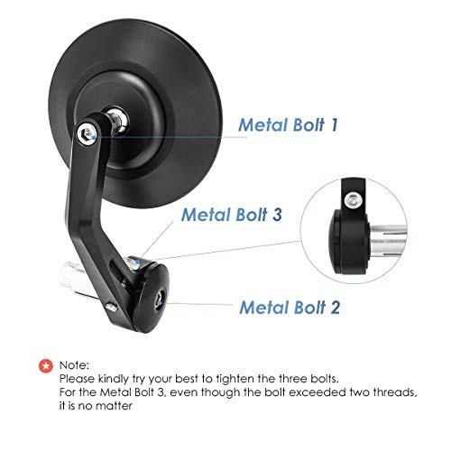 Kemimoto Motorcycle Handlebar Bar End Mirrors, Rearview Mirror Blue Lense Anti Glare Universal 7/8" Handle Round Compatible With Most Motorcycle, E-Bike, Scooters, Atv, Utv #TOP5