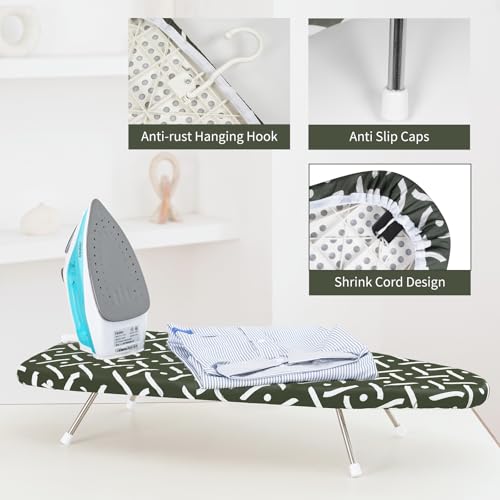 Slieton Tabletop Ironing Board 12"x29" – Compact Portable Ironing Board with Thick Felt Padding, Heat Resistant Cover, Stainless Steel Legs, Space-Saving Design - Image 4
