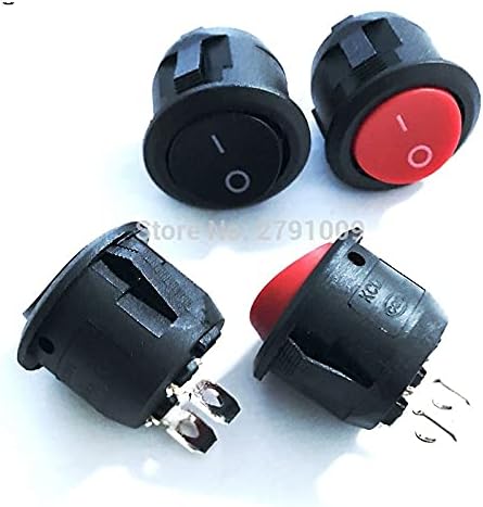 Switch 10Pcs Small Round 2-Pin 2-Files 3A/250V 6A/125V Rocer Seesaw Power CD1 Red 20mm | Rojo,5PCS