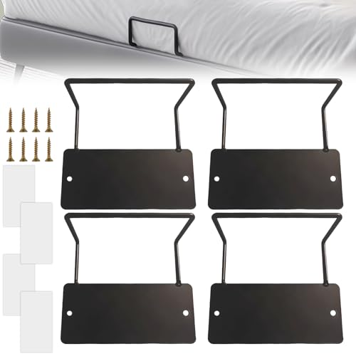 GOEDCH 4 soportes para colchón antideslizamiento: tope deslizante para colchón con cinta adhesiva de doble cara y tornillos, tope antideslizante para colchones de 6 a 30 cm, fácil de instalar