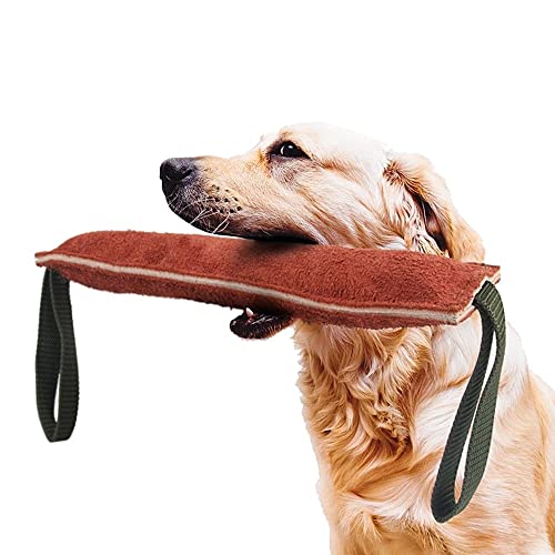 DONGKER Beisswurst für Hunde, Leder Hund Zerrspielzeug, 20/30/40 cm Längen, Hundespielzeug mit Nylon Handschlaufe zum Training, Tauziehen und Zerrspiele