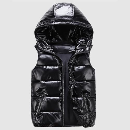 Kids Winter Down Vest Hooded Vest Zip Windproof Padded Vest Jacket With Pockets2
