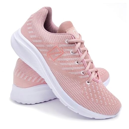 Tênis Feminino Esportivo Treino Confortável Corrida Academia Caminhada (Rosa, BR, Adulto, Numérico, 39)