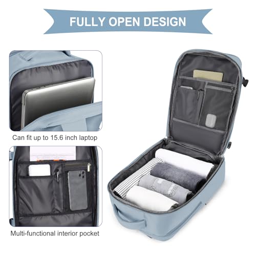 Image of coowoz Large Travel Backpack For Women Men,Carry On Backpack Flight Approved,Hiking Backpack Waterproof Outdoor Rucksack Casual Daypack Fit 15.6 Inch Laptop Shoes Compartment,30L (Gray Blue)