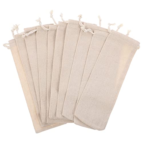 PRETYZOOM Cotton Tote Bag Straw Carrying Case Travel Straw Case Forks Spoons Washable (10 Pcs)