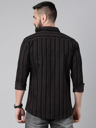 Image of Majestic Man Men's Standard Slim Fit Striped Pure Cotton Casual Shirt