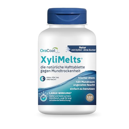 XyliMelts Natur 110 Stück [VORTEILSPACKUNG] - Hafttabletten gegen nächtliche Mundtrockenheit - befeuchten im Schlaf den Mund 4-8 Stunden - mit neutralem Geschmack - gegen trockenen Mund