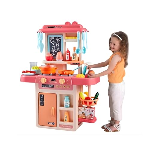 Image of K D Very Big Size Kitchen Playset with Premium Material 36-Piece for Kids, with Realistic Lights & Sounds, Play Sink with Running Water, Dessert Shelf Toy & Kitchen Accessories Set