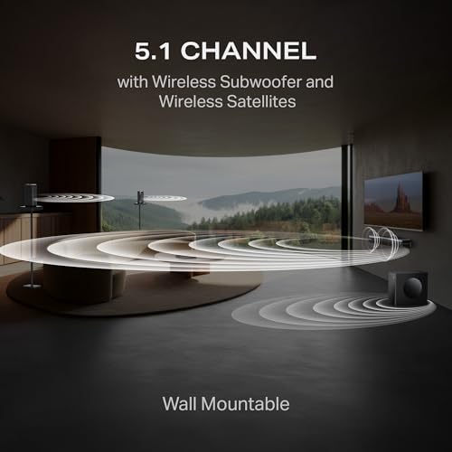 Image of Boat Aavante Prime 5.1 7050D, Dolby Audio, 700W, 5.1CH w /Wireless Subwoofer & Wireless Satellites, Scan QR for Installation, Bluetooth Sound bar, Home Theatre Soundbar Speaker (Premium Black)