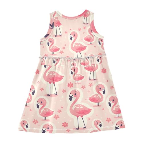 panksolu Girls Dress Sleeveless Cute Flamingo Cartoon Animal Girl Casual Summer Dresses Girls Sundress for 2-8 Years2