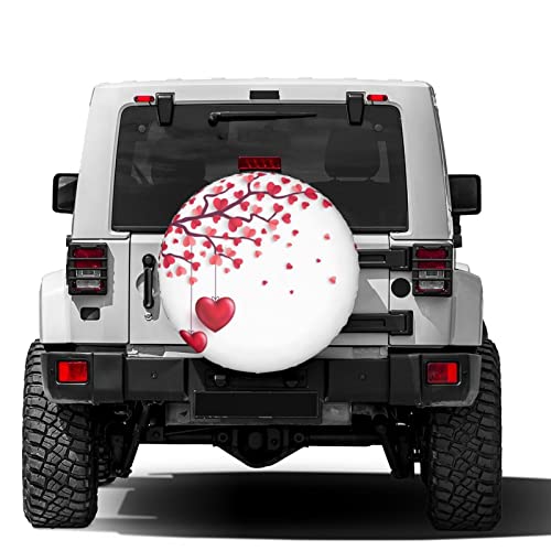Dujiea Valentines Day Love Heart Trees Spare Tire Cover, Universal Wheel Tire Cover Dust-Proof Tire Protectors for Trailer Rv Van SUV Truck Camper and Many Vehicle 14 15 16 17 Inch