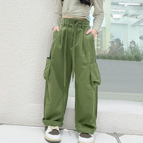 Girls' Vintage Multi-Pocket Cargo Pants Solid Color Streetwear Vintage Multi-Pocket Cargo Pants Streetwear3