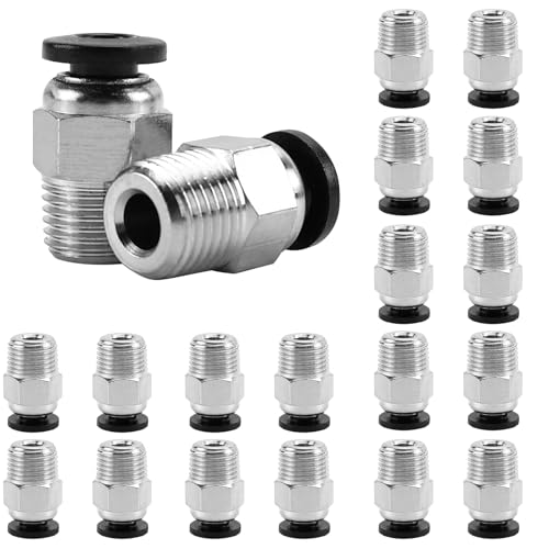 PC4-M10 Stecker, Ptfe Connector, 20 Stück PC4-M10 Gerade Pneumatikkupplung, PC4-M10 Pneumatik Verbinder, Zubehör für 3D-Drucker