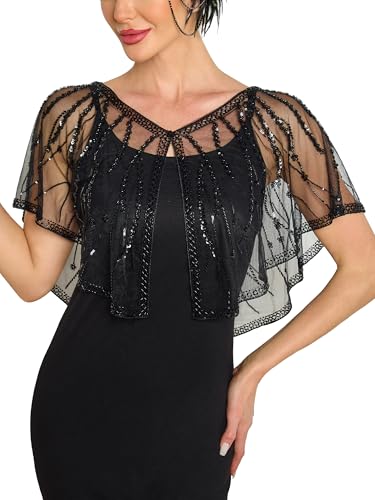 Women's 1920s Shawl Wraps,Sequin Flapper Evening Shawls for women Gatsby Accessories for Harlem Night