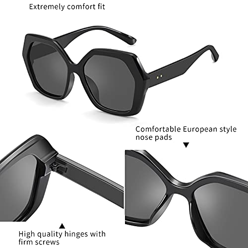 ZENOTTIC Retro Oversized Hexagonal Sunglasses for Women 100% UV400 Protection4