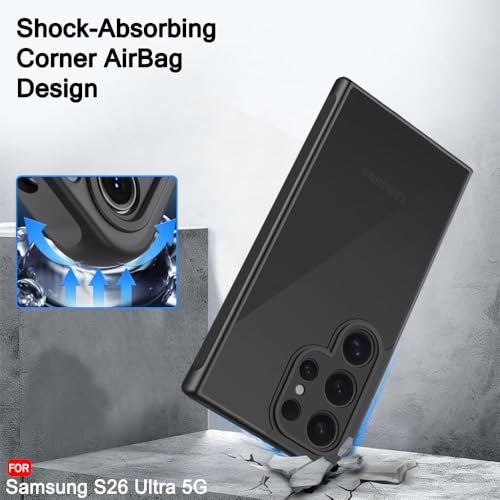 Image of TheGiftKart for Samsung S26 Ultra Case, Matte Frosted Hard Back Cover, Hybrid Shockproof Galaxy S26 Ultra Back Cover (PC & TPU, Translucent Black)