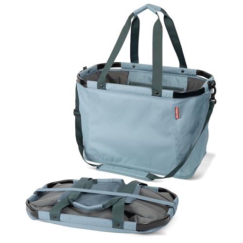 CleverMade Gear Hauler Pro Collapsible Outdoor Tote with Aluminum Frame Heavy-Duty Recycled Fabric Utility Bag for Camping Beach Travel & Grocery Hauling 14 Gal / 55L & 100 Lb Capacity - Tide Foam