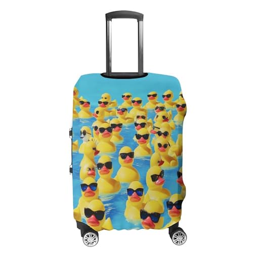 Travel Luggage Cover Cute Rubber Yellow Ducks with Sunglasses Suitcase Protector Anti-Scratch Travel Suitcase Cover Washable Luggage Covers4