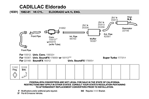 Image of Walker 44703 Exhaust Pipe 2.625 inch Inlet (ID) 2.25 inch Outlet (OD) for Cadillac Eldorado