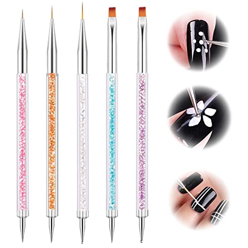 5 Stück Nagel Kunst Punktierung Stifte Kit, Nageldesign Pinsel,Nagel Nagelbürste,Nagelpinsel für Nagelkunst,Profi Gelnägel Pinselset für Feinmalerei,Heimsalon Cover