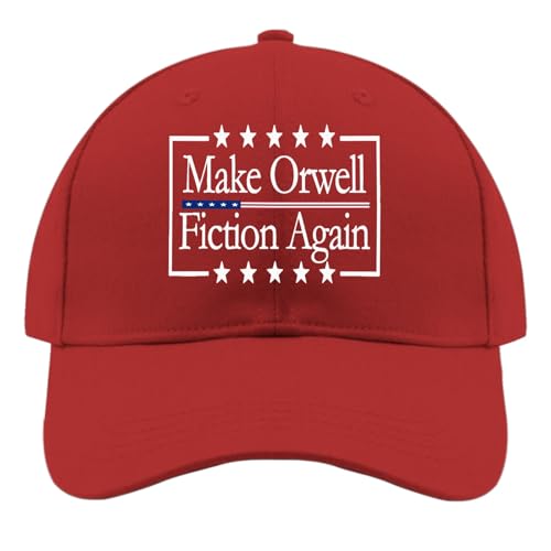 Make Orwelll Fiction Again Hat Womens Trendy Country Hat for Women Red Caps Funny Unique