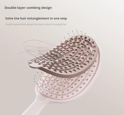Image of Detangling Hair Brush Comb for Women Men,Curved Vented Detangler Paddle HairBrush for Wet Dry Damaged All Types Of Hair,Self Cleaning Hair Brush (Mint Green)