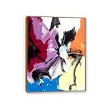  Jean Miotte《Composition》Expressionnisme abstrait Toile Art Peinture à l\'huile Photo Tenture Murale Décor Maison Salon Décoration 90x70cm(36x28in) Cadre en teck