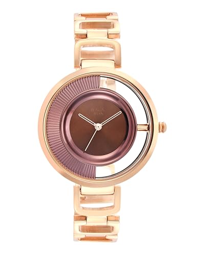 Titan Raga Moments of Joy Quartz Analog Brown Dial Rose Gold Metal Strap Watch for Women - NT95140KM01