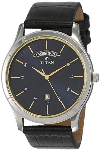 Titan Neo Menâs Designer Watch - Quartz, Water Resistant, Leather/Stainless Steel Strap (Blue/Black)