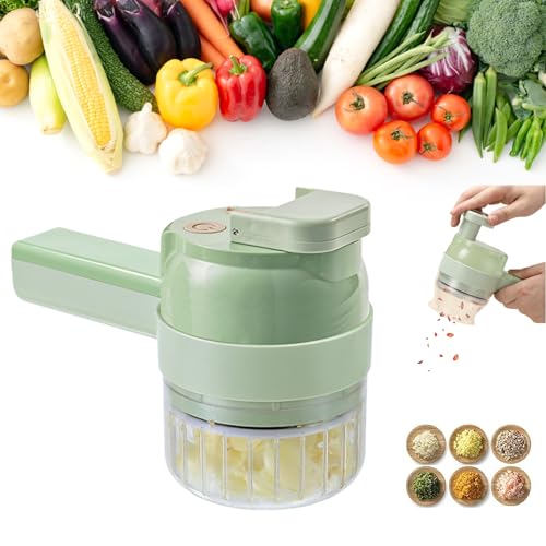 Handheld Choppers, 4 in 1 Electric Vegetable Chopper, Smart Kitchen Appliances for Pepper, Garlic, Onion, Celery & Meat (Wireless and Waterproof)