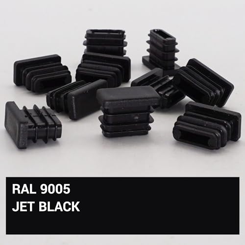 SKIR'CO (10 pcs) Rectangular Plastic Plugs 10 x 20 mm, Mat Tube End Caps, Rectangle Tube Inserts, Fence Post Plugs, Black RAL 9005 - Image 3