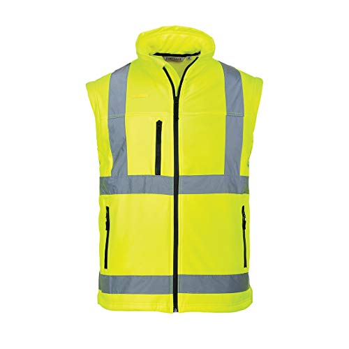 Image of Portwest Hi-Vis Softshell Jacket Visibility Reflective Safety Work Wear Water Repellent ANSI 3, Yellow, Large