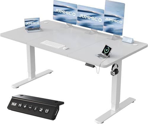 Bild 13 - JUMMICO Höhenverstellbarer Schreibtisch mit USB-Ladeanschluss 160 x 70 cm, Schreibtisch Höhenverstellbar Elektrisch, Steh-Sitz Tisch Stehpult Verstellbarer Computertisch,Standing Desk,Weiß