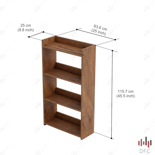 Image of DFC Element Crysta Shelf for Home, Living Room & Bedroom | Engineered Wood Storage Shelf with Open Display Design | Space Saving Organizer for Books, Decor & Daily Essentials (Natural Oak, 4 Level)